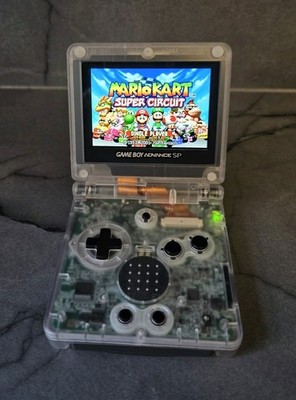 GBA SP IPS Modded Screen LCD Clear Shell Console + Free Display Stand