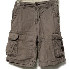 Boys Old Navy Brown White Striped Cargo Shorts Size 10 Adjustable Waist
