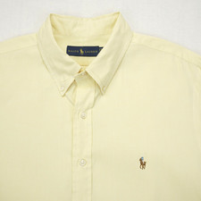 Polo Ralph Lauren Oxford Button Down Shirt Mens 17.5-44 Yellow Flesh Pony Logo