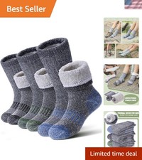 Kids Crew Length Hiking Socks 8-12 - Cozy Thick Merino Wool for Winter Fun