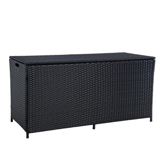 B Ware Polyrattan Auflagenbox Kissenbox Truhe 114 cm Aufbewahrungsbox Schwarz