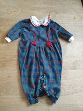 Vintage Health-tex Plaid Bubble Romper 6-9 Months Peter Pan Collar Holiday