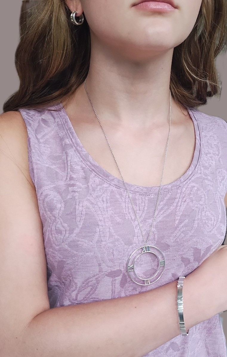 Tiffany ATLAS Roman Numerals Bangle Bracelet 925 Sterling Silver