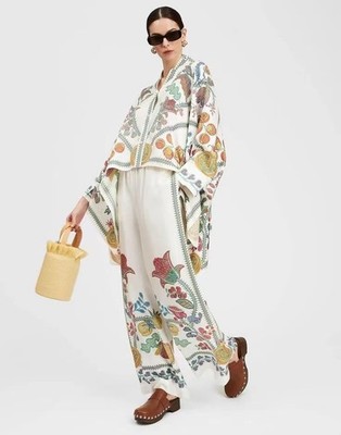 Fashion Irregular Print Top Long Pants Set Two Piece