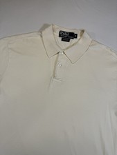 Polo Ralph Lauren Pima Cotton Polo Shirt Mens Medium Ivory Peru Short Sleeve
