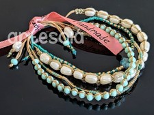 Premium woman cute girl bracelet Blue natural stone set of 4 - 10inches charm