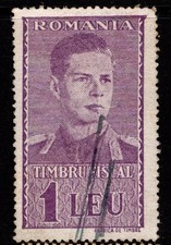 Romania 1942 1L Document Revene Used / Dark Purple - S54368
