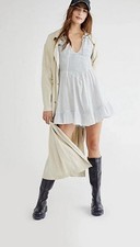 Free People Dress Women’s Sz XS  Boho Peasant Gauze Smocked Kiss & Tell