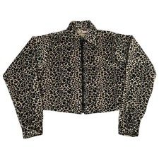 Vintage Mo Betta Cropped Jacket Cheetah Print Western Womens Small Full Zip USA