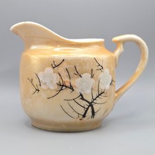 Vintage Japanese Lusterware Creamer Peach Iridescent Floral Branch Made in Japan