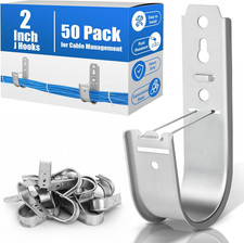 2 Inch Cable J Hooks with Retainer Clips,Galvanized Steel J Hook for Cable Manag