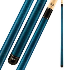 Valhalla 18oz Blue Pool Cue 58 Inch Two Piece Maple with Leather Tip