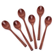 6pcs 9in Wooden Spoons, Soup Spoons Set, Long Handle Wooden Utensils for Cook...