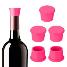 Confezione 6 Tappi Vino Silicone Riutilizzabili Copribottiglie Vino Tappi Rosa
