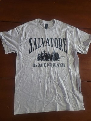 Salvatore Est 1864 Its Okay To Love Them Both T-Shirt M Grey Vampire Diaries Tee
