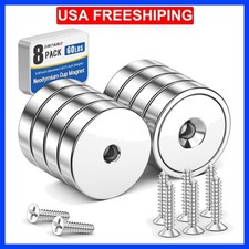 8 Pack Neodymium Cup Magnets, 60LBS Holding Force Strong Rare Earth Magnets w...