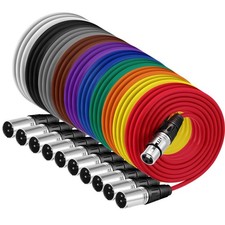 XLR 6 ft Mixed Color Cables 3 Pins Balanced Rainbow Microphone Mic Cable Male...