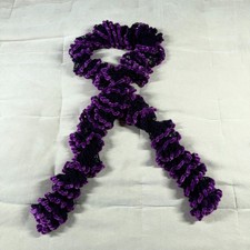 Handmade Crocheted Ruffle Scarf Black Purple 62" Length
