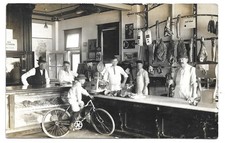 Great Meat Market Interior Boy On Bicycle Ill...