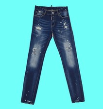 Jeans Dsquared2 Easy Slim Jean 46 W30 L34 Elasticizzato Blu Distrutto Italia come Nuovo