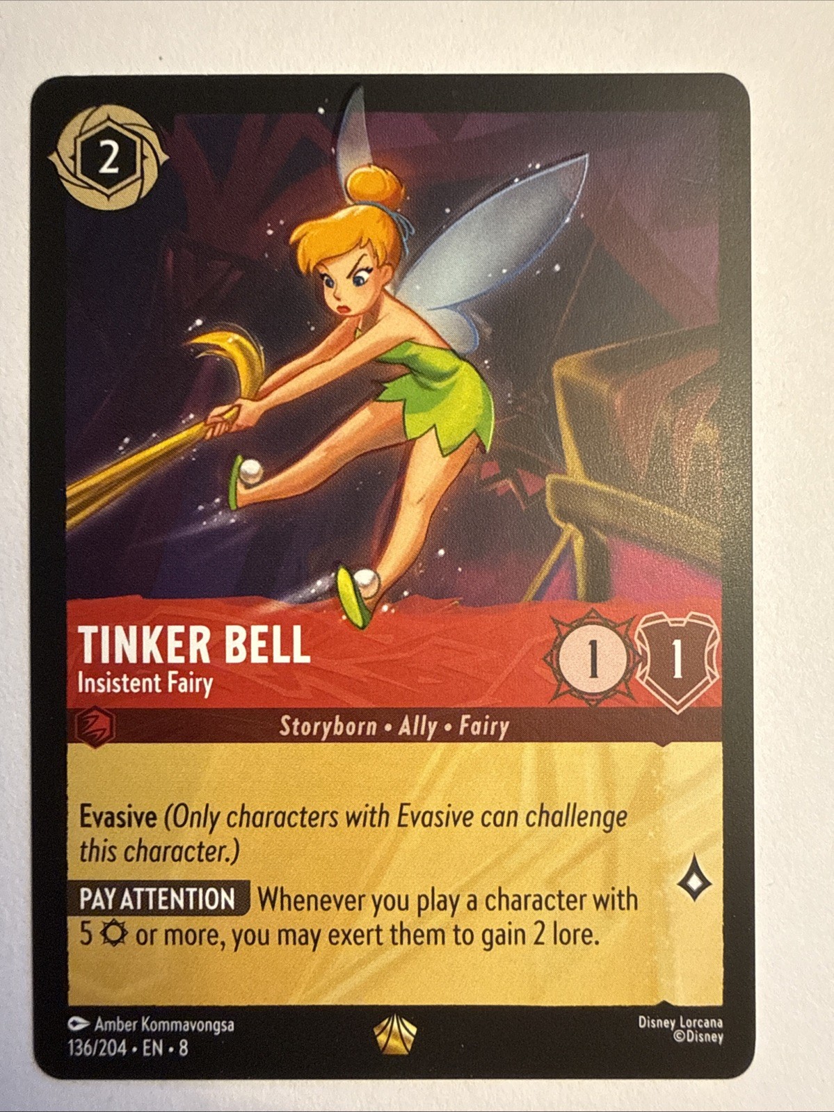Tinker Bell Insistent Fairy 136/204 Legendary Lorcana Reign Of Jafar Card NM