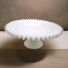 Vintage Fenton Silver Crest Milk Glass Cake Stand, 13"