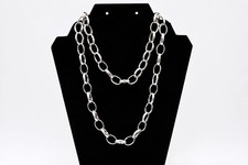 Silver Tone Oval & Round Link Chain Necklace | Minimalist Layering Statement