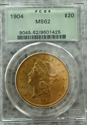 1904 $20 Gold Liberty Head Double Eagle PCGS MS62