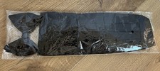 VTG Black Cummerbund Bow Tie Large Double Layered Clipon Satin Formal Set