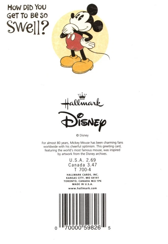 Disney Mickey Mouse Thanks Thank You Hospitality Hug Hallmark Greeting Card - Image 3 of 3