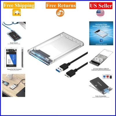 2.5'' SATA External Hard Drive Enclosure USB 3.0, Clear Plastic, Tool-Free
