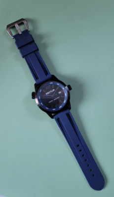 Sector XXL Uhr 48 mm Schwarz-Rot #3251 Herrenuhr mit Silikon-Arm-Band blau