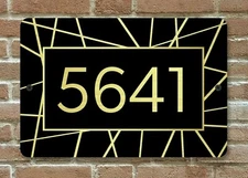 Customized Home Address Plaque Metal 12" x 8" Gold or Silver Number House Sign