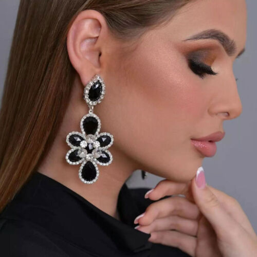 Personality Luxury Crystal Rhinestone Metal Earring Fashion Banquet Jewelry - Picture 1 of 13