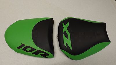 KAWASAKI ZX10R 2004/05 BLACK/GREEN CUSTOM FRONT& REAR SEAT COVERS