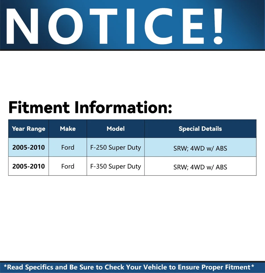 4WD Front Wheel Bearing and Hubs for 2005 - 2010 Ford F-250 F-350 SD SRW w/ ABS - Image 2 of 4