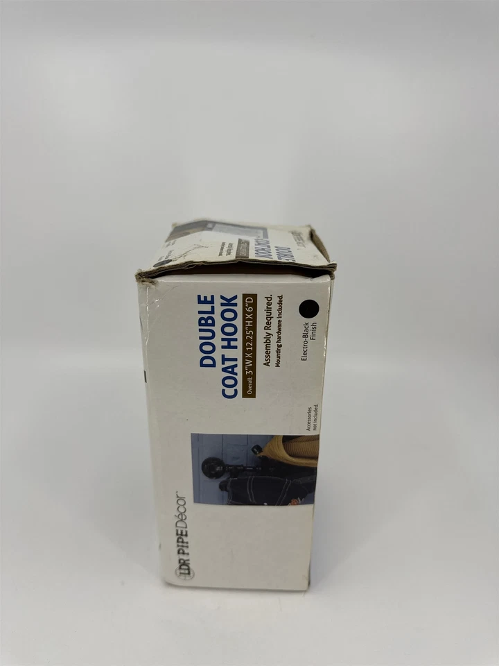 Gancho de abrigo doble decoración de pipa LDR 3"x12,25"x6" acabado electro-negro gancho de abrigo Dbl Foto 2 de 4