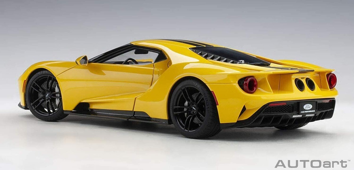 1/18 Ford GT Triple Yellow With Black Stripes 2017 Model Car By