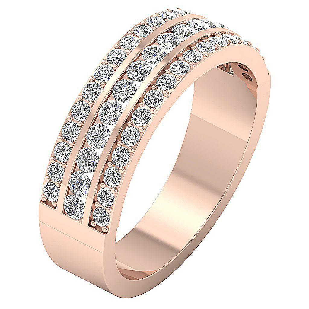 Row Engagement Wedding Ring I1 G Ct Real Diamond 14K Rose