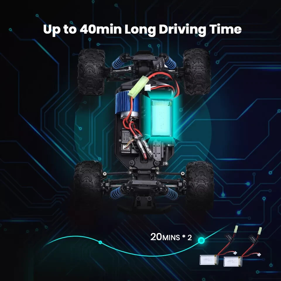 DEERC Auto Telecomandata In Scala 1:10,auto RC, 48 Km/h, Fuoristrada Hobby Grade Monster Crawler 4WD Luci, 2 Batterie, 40 Minuti Gioco, 2 Carrozzerie, Per Bambini E Adulti, 9201E - Foto 3