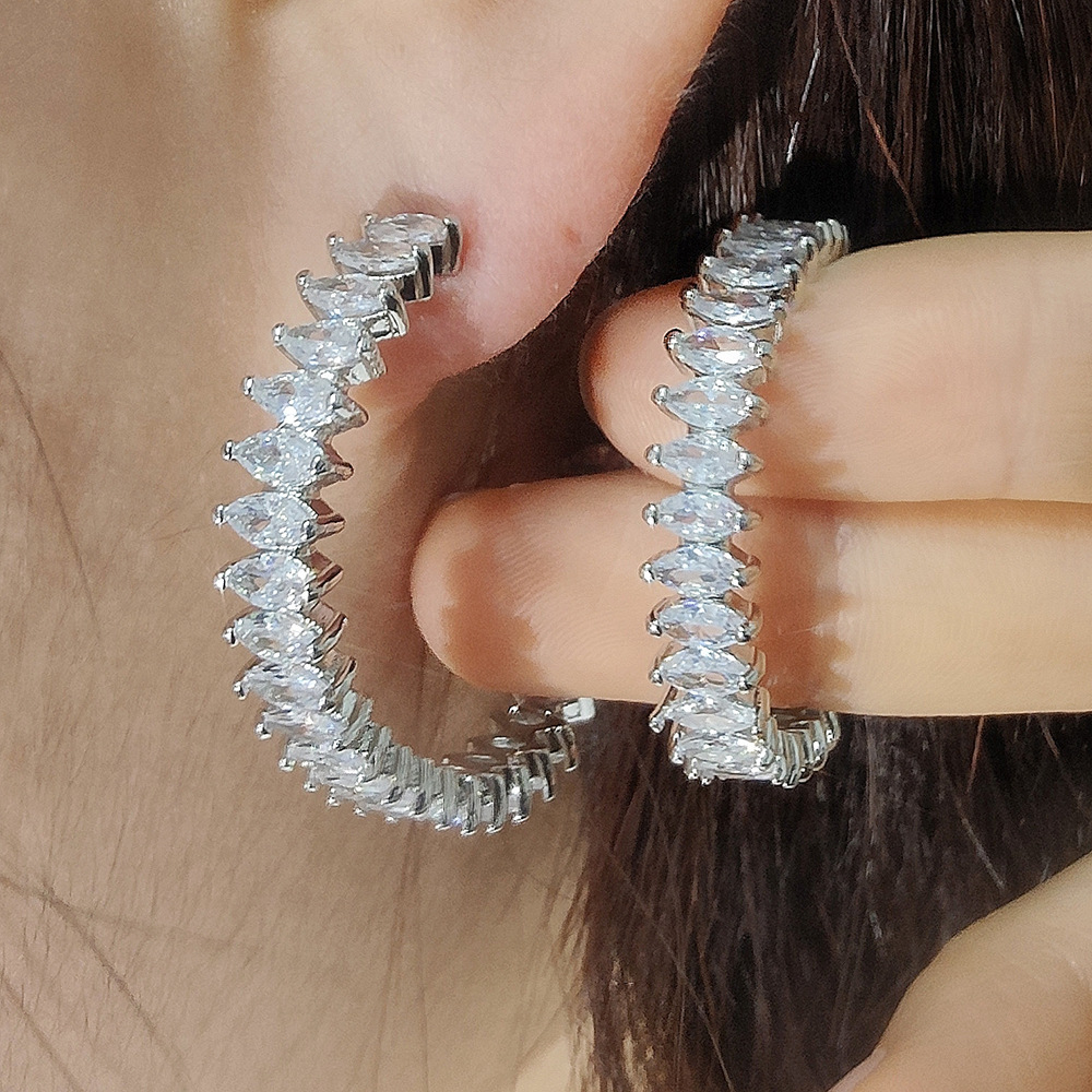 Stylish Silver Crystal Hoop Earrings for Women | Premium Jewelry-image