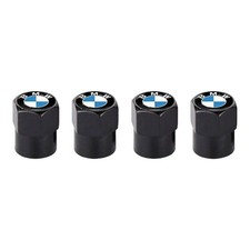 BEEMA BLACK METAL TIRE VALVE DUST CAPS ANTI-THEFT UNIVERSAL FIT SET OF 4 SERIES