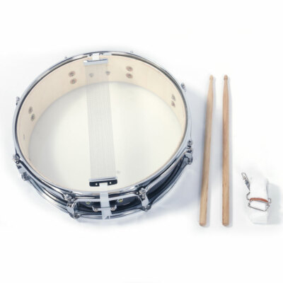 13 x 3.5inch Snare Drum with Drumsticks Drum Key Strap Set Black