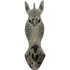 ZEBRA AFRICAN INDONESIA MASK FIGURE HAND PAINT CARVED ART HOOK WOOD WALL HANGING