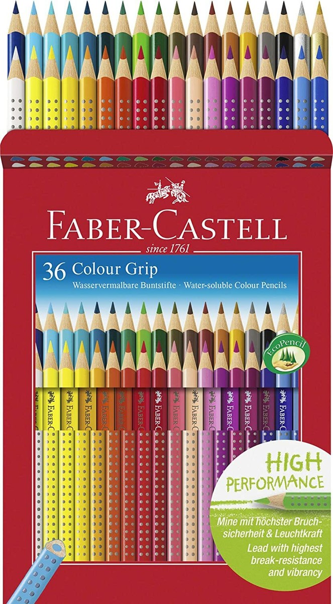 Faber-Castell Colour Grip Watercolour Colouring Pencils 36