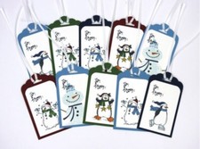 Stampin  Up Christmas Gift Tags Snowman Penguin Gift Tags Handmade Gift Tags