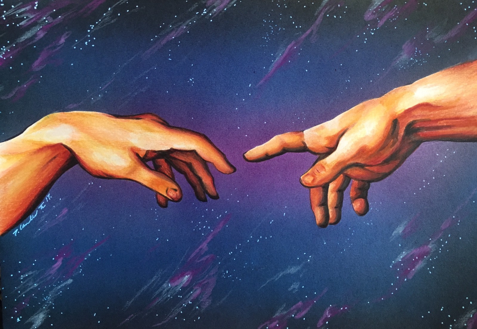 Creation Of Adam Original Fan-art Drawing. Sistine Chapel Michelangelo Inspired