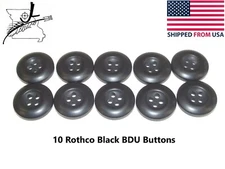 10 Rothco 3/4" Black BDU Military Buttons Camouflage Dress Replacement Button 