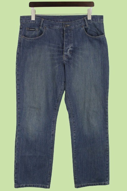 Jeans uomo YVES SAINT LAURENT blu taglio dritto sbiadito baffi taglia W36 L30