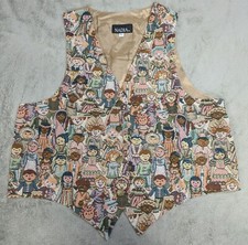Vintage Nadia Embroidered CHILDREN Tapestry Women's LG Grandmacore Vest NEW V4